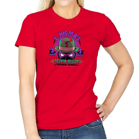 E. Nigma's Trivia Night Exclusive - Womens T-Shirts RIPT Apparel Small / Red