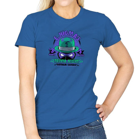 E. Nigma's Trivia Night Exclusive - Womens T-Shirts RIPT Apparel Small / Royal