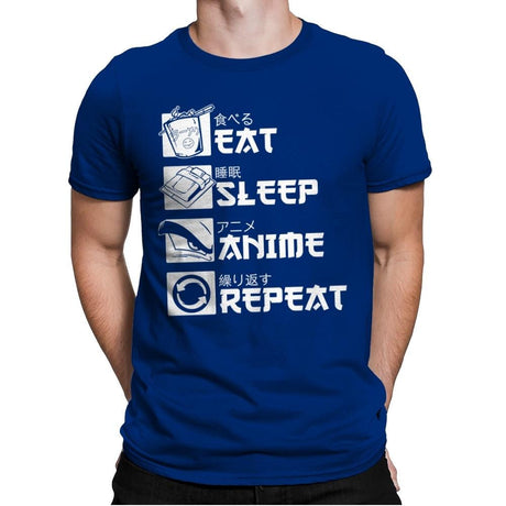Eat, Sleep, Anime - Mens Premium T-Shirts RIPT Apparel Small / Royal