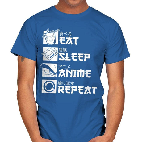 Eat, Sleep, Anime - Mens T-Shirts RIPT Apparel Small / Royal