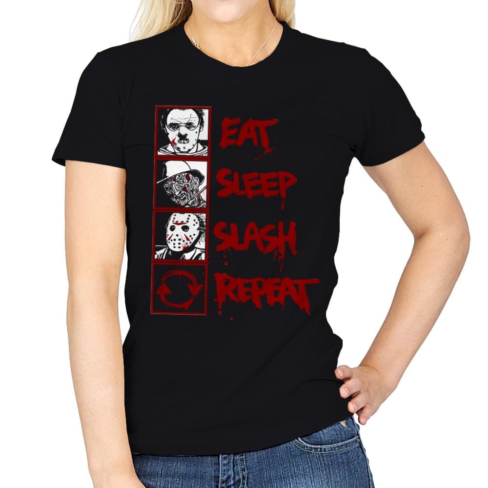 Eat, Sleep, Slash... - Womens T-Shirts RIPT Apparel Small / Black