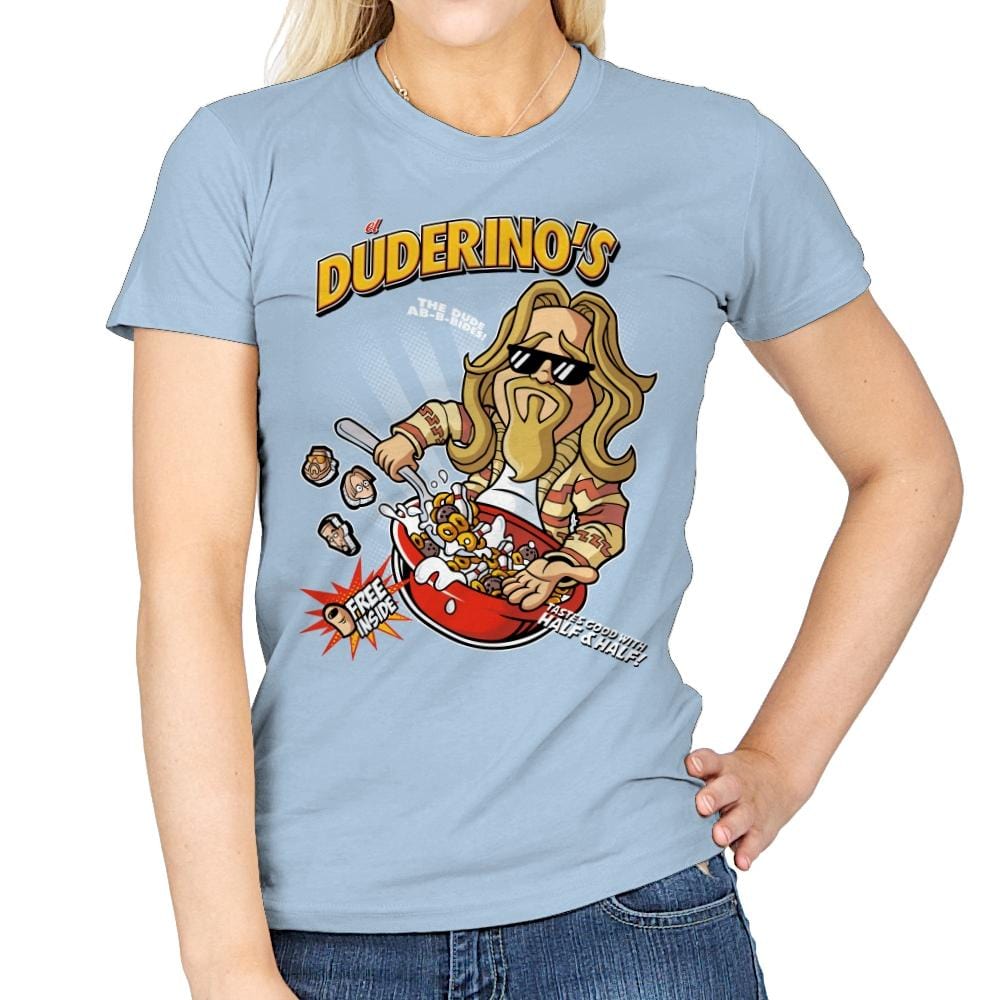 El Duderino's - Womens T-Shirts RIPT Apparel Small / Light Blue