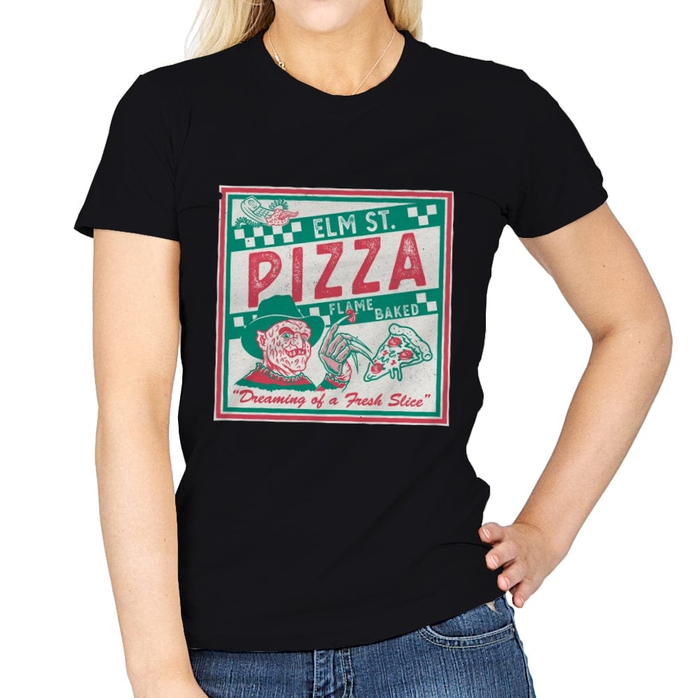 Elm St Pizza - Womens T-Shirts RIPT Apparel Small / Black