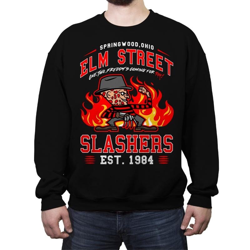 Elm Street Slashers - Crew Neck Sweatshirt Crew Neck Sweatshirt RIPT Apparel Small / Black