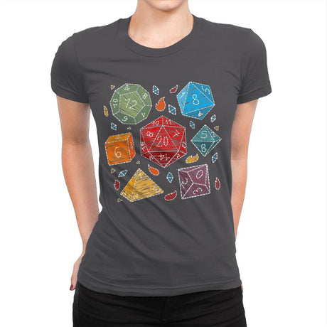 Embroidery Dice - Womens Premium T-Shirts RIPT Apparel Small / Heavy Metal
