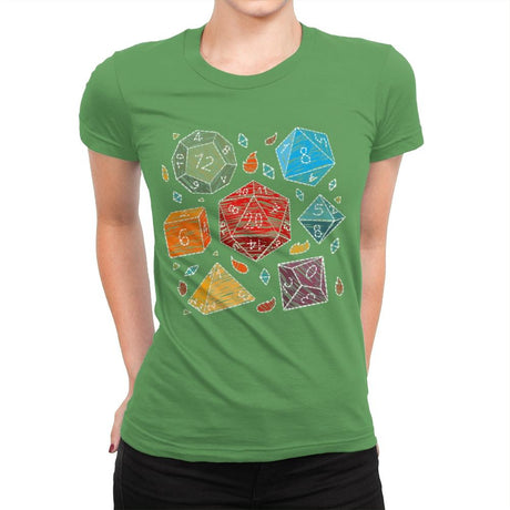 Embroidery Dice - Womens Premium T-Shirts RIPT Apparel Small / Kelly