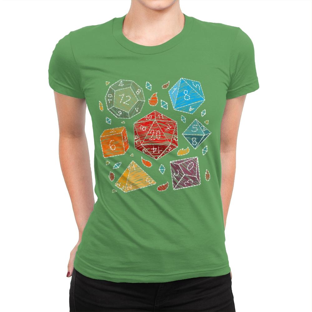 Embroidery Dice - Womens Premium T-Shirts RIPT Apparel Small / Kelly