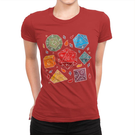 Embroidery Dice - Womens Premium T-Shirts RIPT Apparel Small / Red