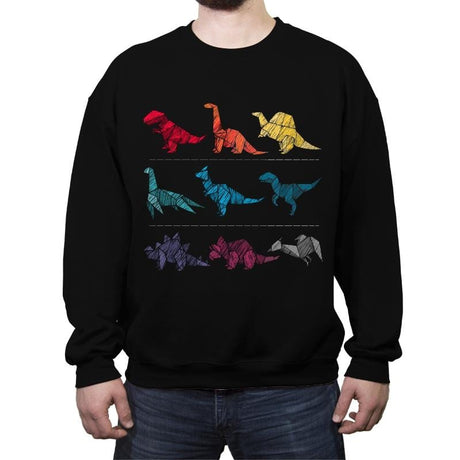 Embroidery Dinosaurs - Crew Neck Sweatshirt Crew Neck Sweatshirt RIPT Apparel Small / Black