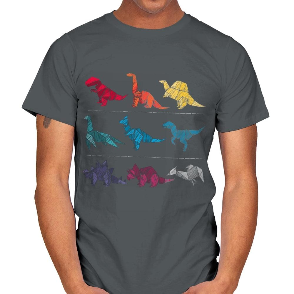 Embroidery Dinosaurs - Mens T-Shirts RIPT Apparel Small / Charcoal