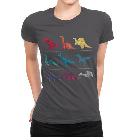 Embroidery Dinosaurs - Womens Premium T-Shirts RIPT Apparel Small / Heavy Metal