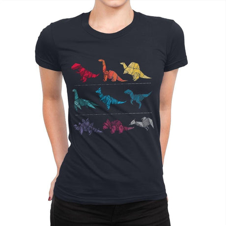 Embroidery Dinosaurs - Womens Premium T-Shirts RIPT Apparel Small / Midnight Navy