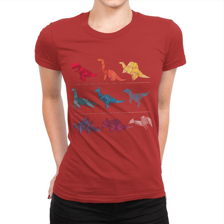 Embroidery Dinosaurs - Womens Premium T-Shirts RIPT Apparel Small / Red