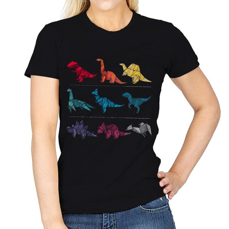 Embroidery Dinosaurs - Womens T-Shirts RIPT Apparel Small / Black