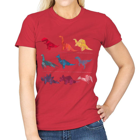 Embroidery Dinosaurs - Womens T-Shirts RIPT Apparel Small / Red