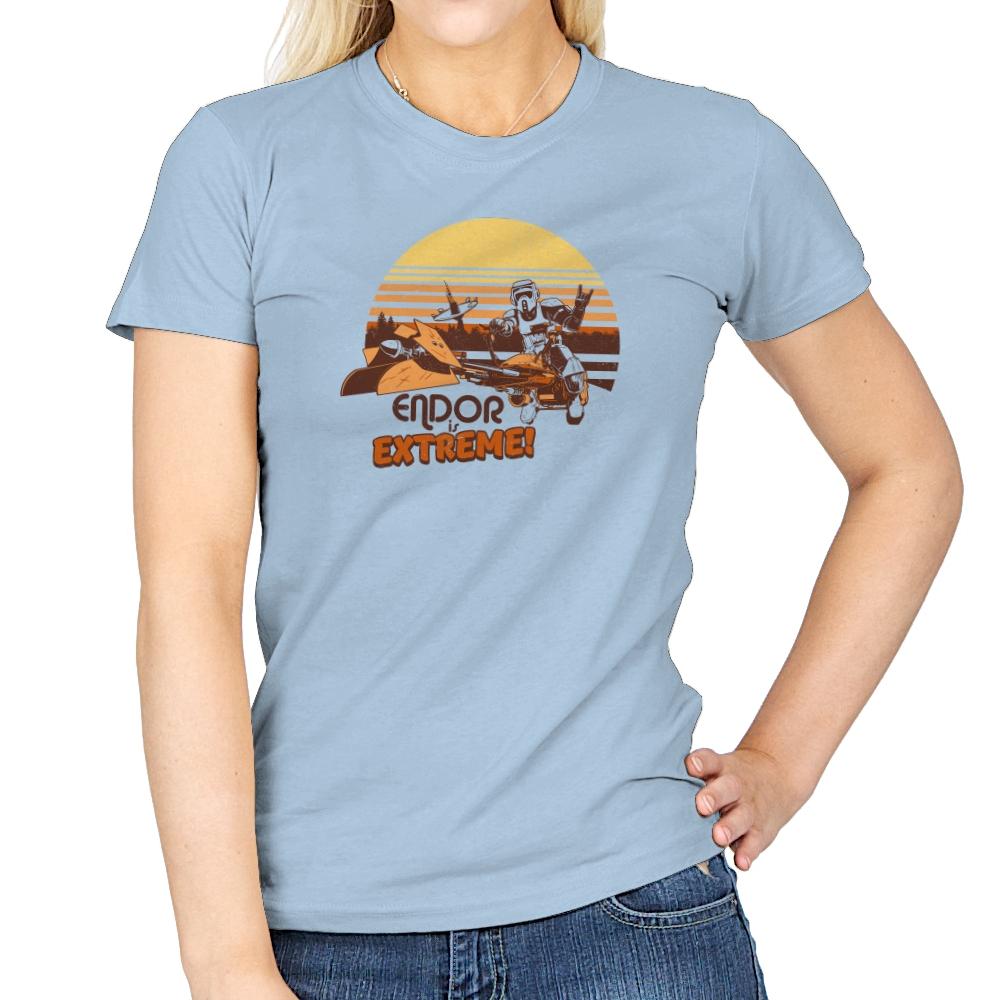 Endor is Extreme Exclusive - Womens T-Shirts RIPT Apparel Small / Light Blue
