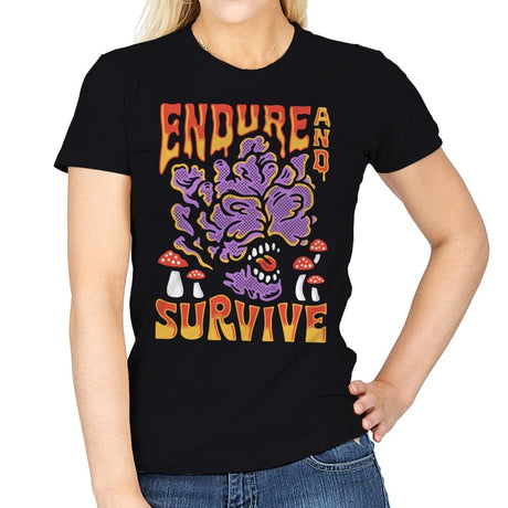 Endure And Survive - Womens T-Shirts RIPT Apparel Small / Black