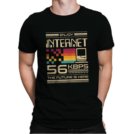 Enjoy Internet 56 Kbps - The Future is Here - Mens Premium T-Shirts RIPT Apparel Small / Black
