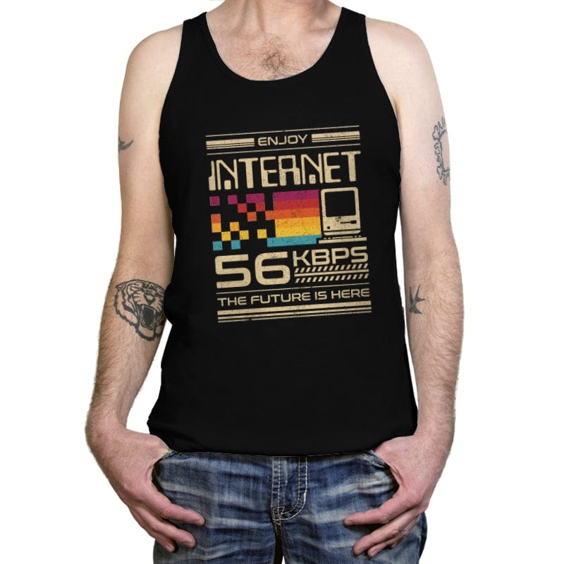 Enjoy Internet 56 Kbps - The Future is Here - Tanktop Tanktop RIPT Apparel X-Small / Black