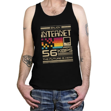 Enjoy Internet 56 Kbps - The Future is Here - Tanktop Tanktop RIPT Apparel X-Small / Black