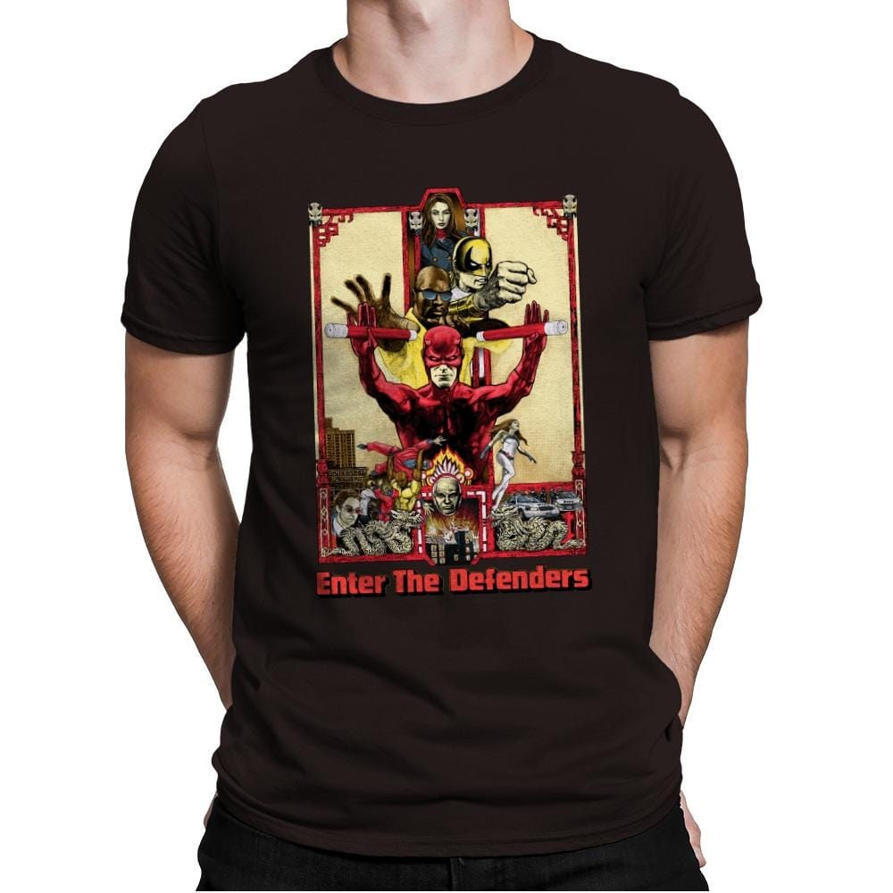 Enter the Defenders - Best Seller - Mens Premium T-Shirts RIPT Apparel Small / Dark Chocolate