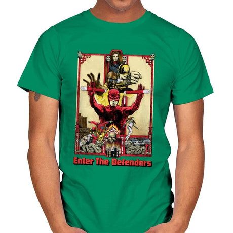 Enter the Defenders - Best Seller - Mens T-Shirts RIPT Apparel Small / Kelly Green