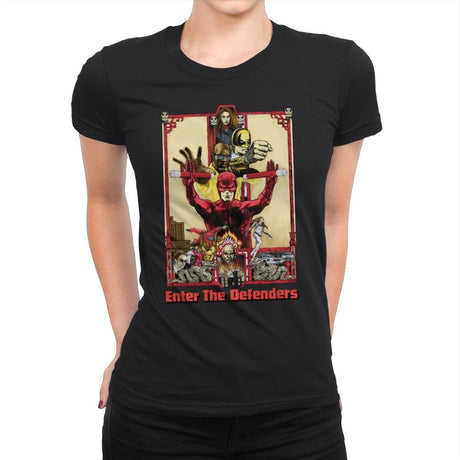Enter the Defenders - Best Seller - Womens Premium T-Shirts RIPT Apparel Small / Black