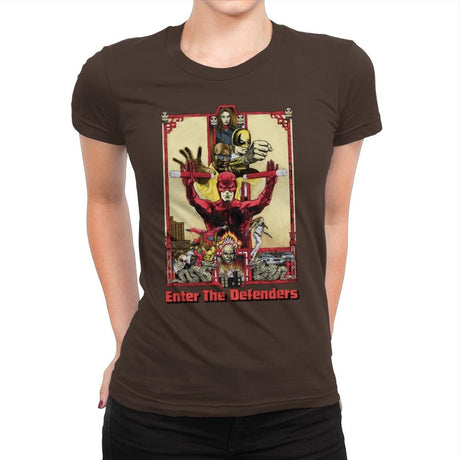 Enter the Defenders - Best Seller - Womens Premium T-Shirts RIPT Apparel Small / Dark Chocolate