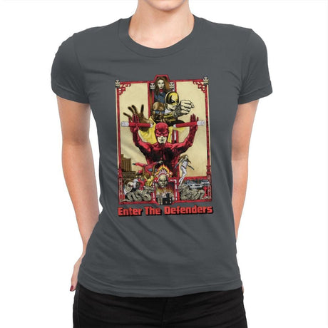 Enter the Defenders - Best Seller - Womens Premium T-Shirts RIPT Apparel Small / Heavy Metal