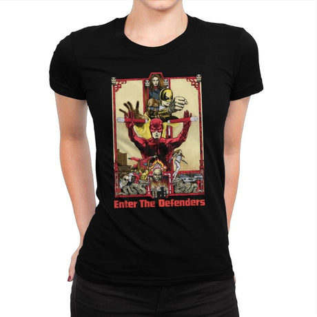 Enter the Defenders - Best Seller - Womens Premium T-Shirts RIPT Apparel Small / Indigo