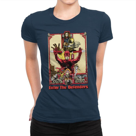 Enter the Defenders - Best Seller - Womens Premium T-Shirts RIPT Apparel Small / Midnight Navy