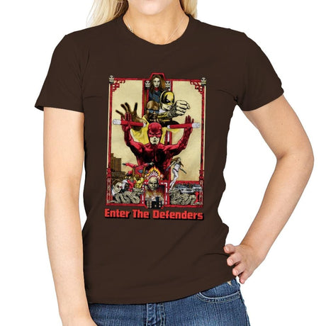 Enter the Defenders - Best Seller - Womens T-Shirts RIPT Apparel Small / Dark Chocolate