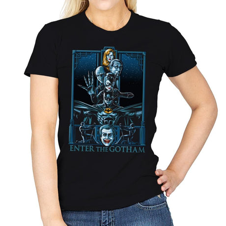 Enter the Gotham - Womens T-Shirts RIPT Apparel Small / Black