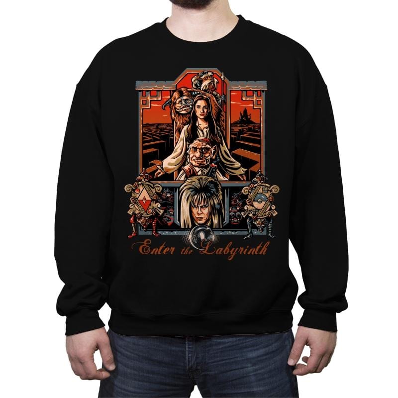 Enter the Labyrinth - Crew Neck Sweatshirt Crew Neck Sweatshirt RIPT Apparel Small / Black