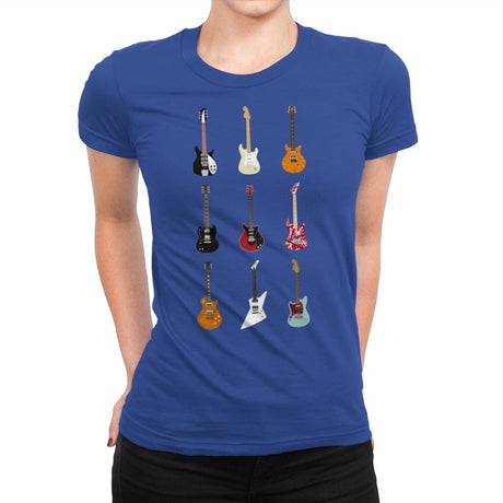 Epic Guitars Of Rock - Womens Premium T-Shirts RIPT Apparel Small / Royal
