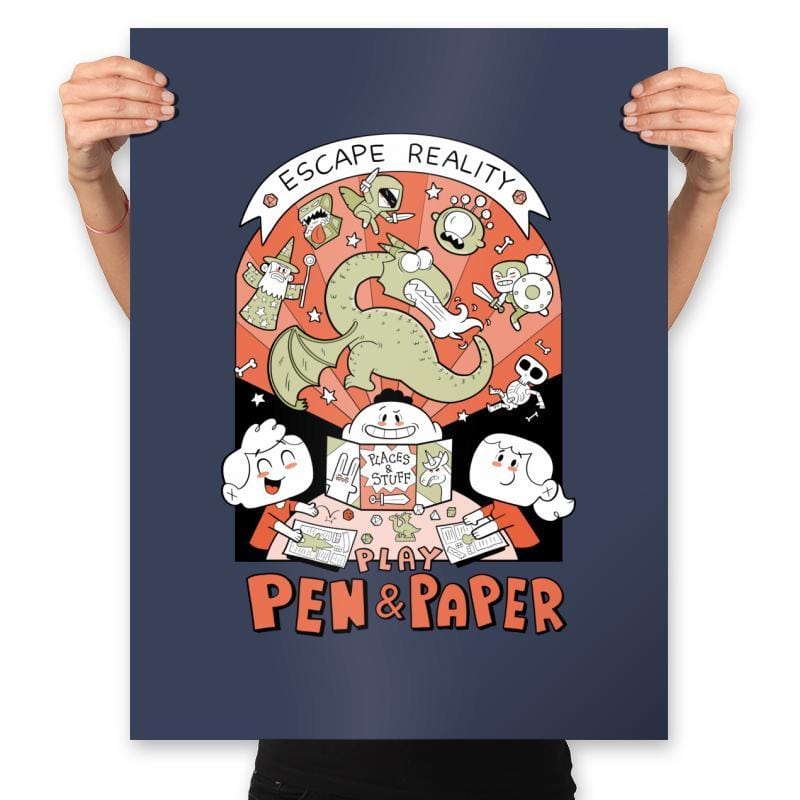 Escape Reality, Play Pen And Paper - Prints Posters RIPT Apparel 18x24 / Navy