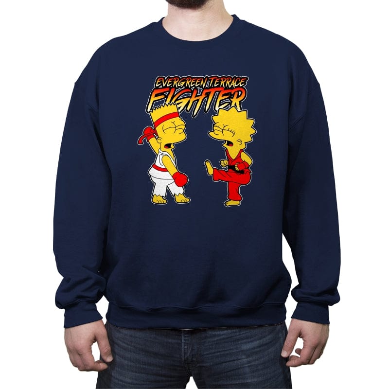 Evergreen Terrace Fighter - Crew Neck Sweatshirt Crew Neck Sweatshirt RIPT Apparel Small / Navy