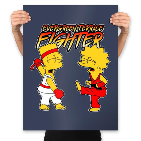 Evergreen Terrace Fighter - Prints Posters RIPT Apparel 18x24 / Navy