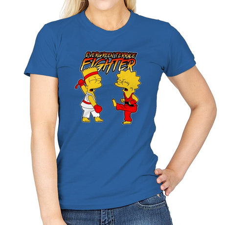 Evergreen Terrace Fighter - Womens T-Shirts RIPT Apparel Small / Royal