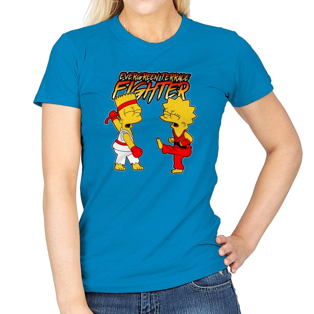 Evergreen Terrace Fighter - Womens T-Shirts RIPT Apparel Small / Sapphire