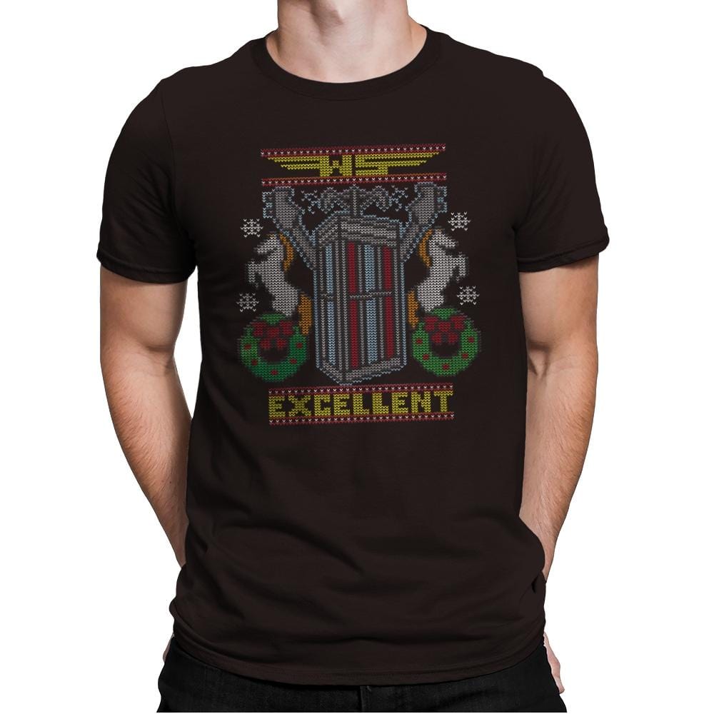 Excellent Sweater - Ugly Holiday - Mens Premium T-Shirts RIPT Apparel Small / Dark Chocolate