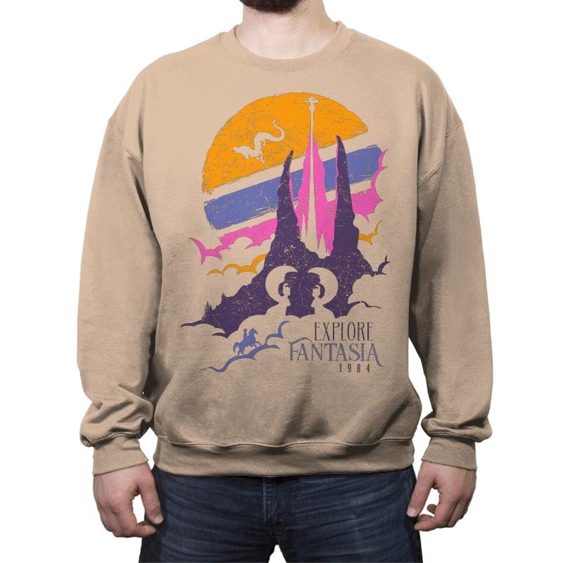 Explore Fantasia - Crew Neck Sweatshirt Crew Neck Sweatshirt RIPT Apparel Small / Sand