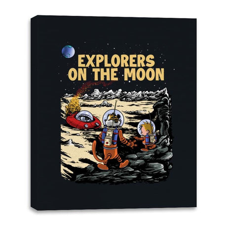Explorers on the Moon - Canvas Wraps Canvas Wraps RIPT Apparel 16x20 / Black