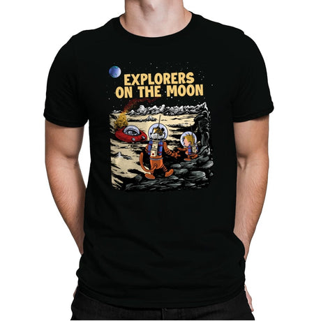 Explorers on the Moon - Mens Premium T-Shirts RIPT Apparel Small / Black