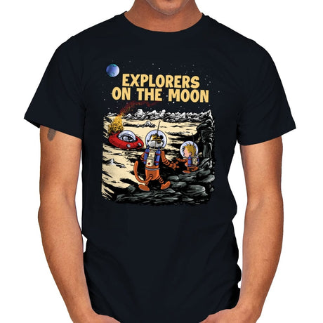 Explorers on the Moon - Mens T-Shirts RIPT Apparel Small / Black