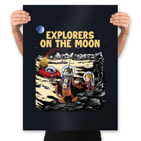 Explorers on the Moon - Prints Posters RIPT Apparel 18x24 / Black