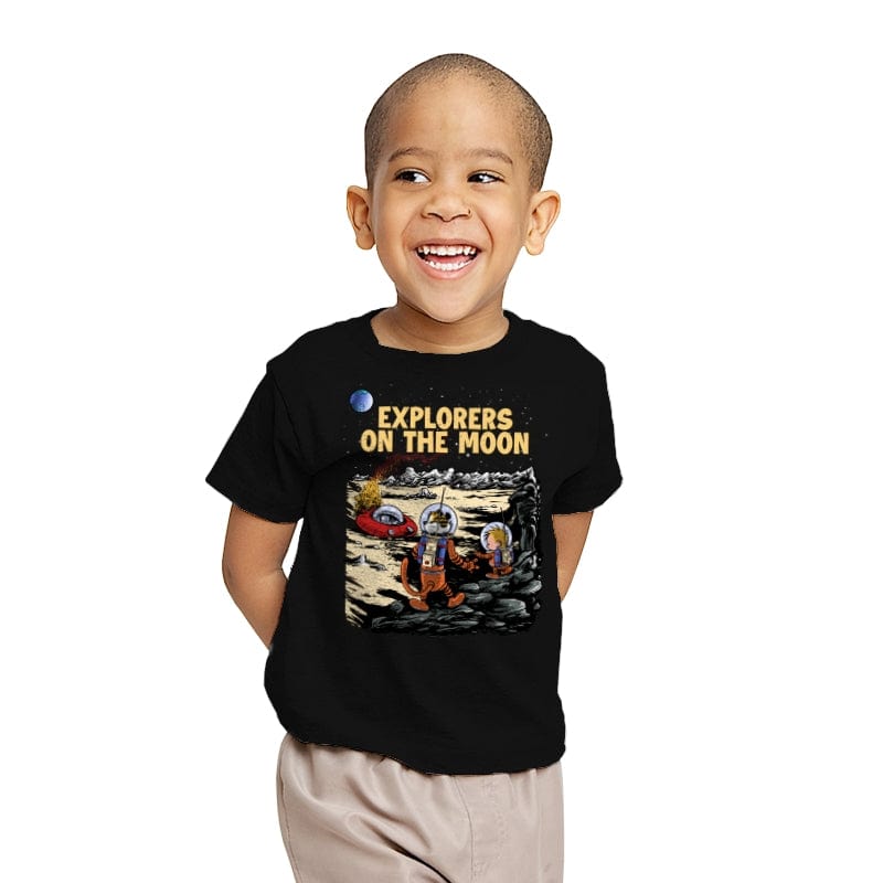 Explorers on the Moon - Youth T-Shirts RIPT Apparel X-small / Black