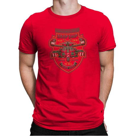 Express Elevator to Hell - Extraterrestrial Tees - Mens Premium T-Shirts RIPT Apparel Small / Red