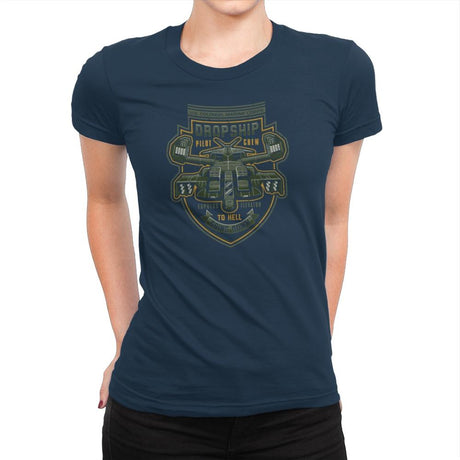 Express Elevator to Hell - Extraterrestrial Tees - Womens Premium T-Shirts RIPT Apparel Small / Midnight Navy