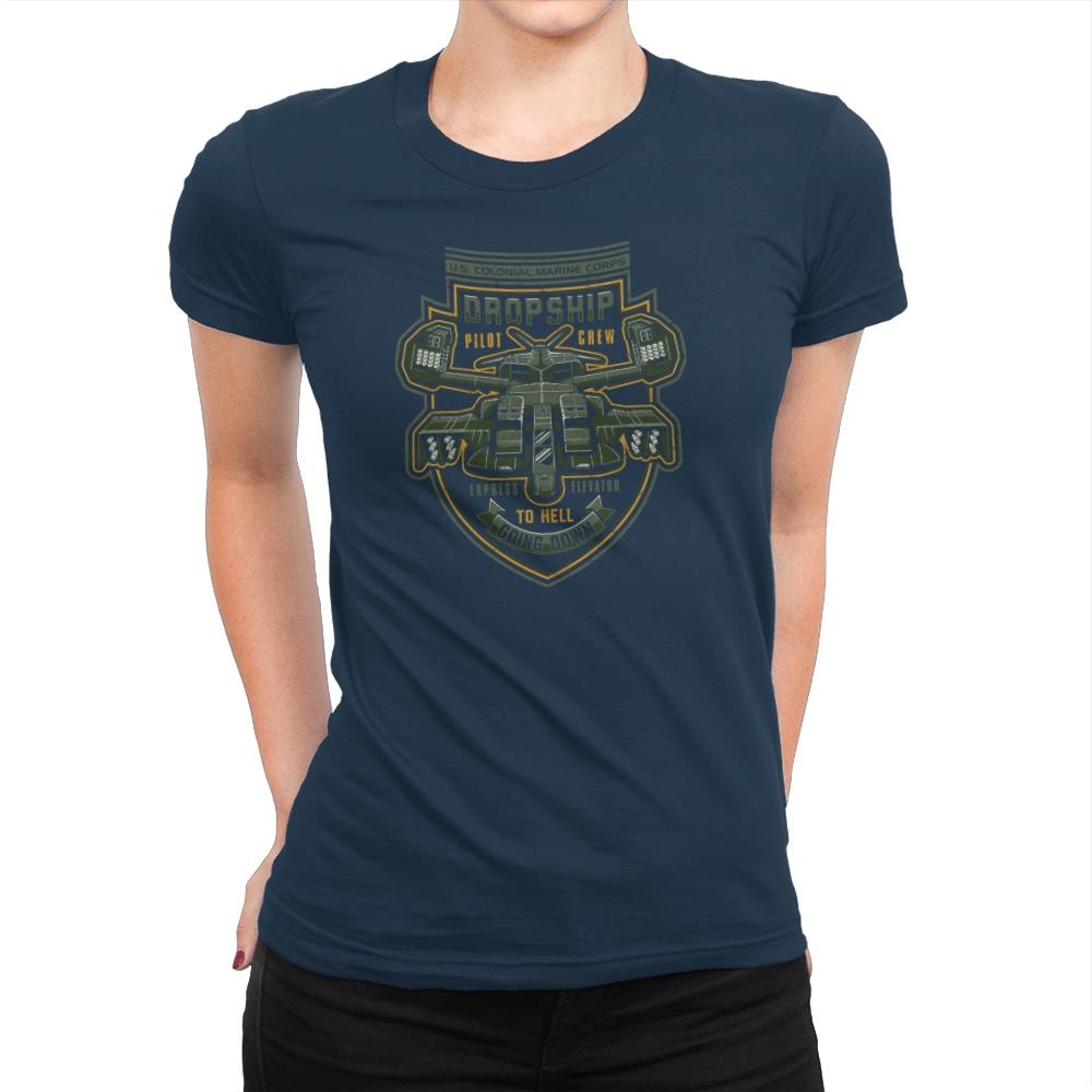 Express Elevator to Hell - Extraterrestrial Tees - Womens Premium T-Shirts RIPT Apparel Small / Midnight Navy